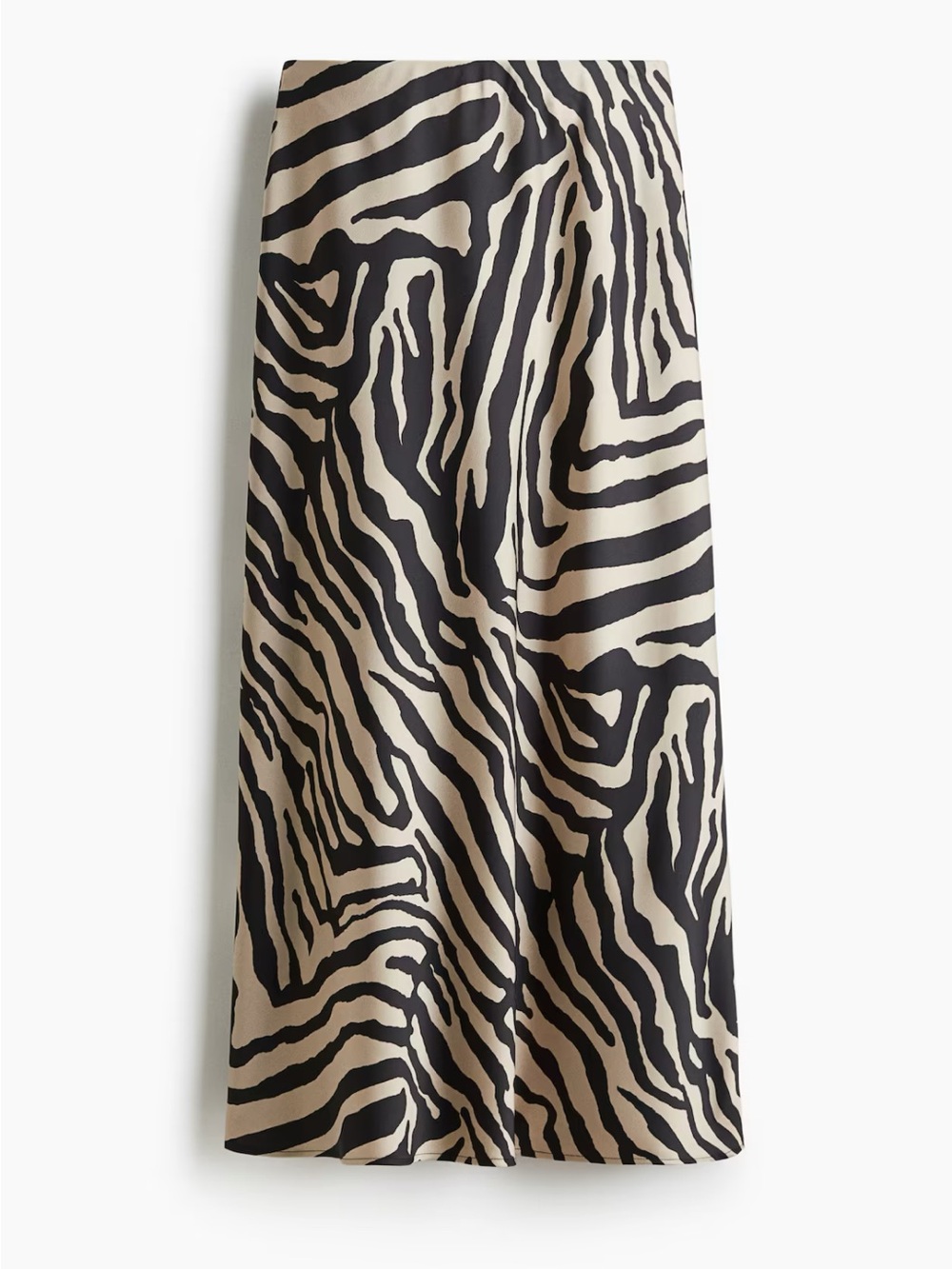 H&M Midi Slip Skirt - Light Beige/Zebra Print